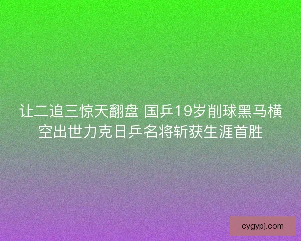 让二追三惊天翻盘 国乒19岁削球黑马横空出世力克日乒名将斩获生涯首胜