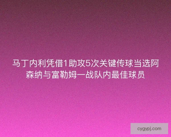 马丁内利凭借1助攻5次关键传球当选阿森纳与富勒姆一战队内最佳球员 马丁内利凭借1助攻5次关键传球当选阿森纳与富勒姆一战队内最佳球员