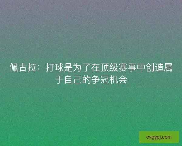 佩古拉:打球是为了在顶级赛事中创造属于自己的争冠机会 佩古拉:打球是为了在顶级赛事中创造属于自己的争冠机会