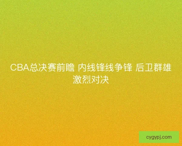 CBA总决赛前瞻 内线锋线争锋 后卫群雄激烈对决